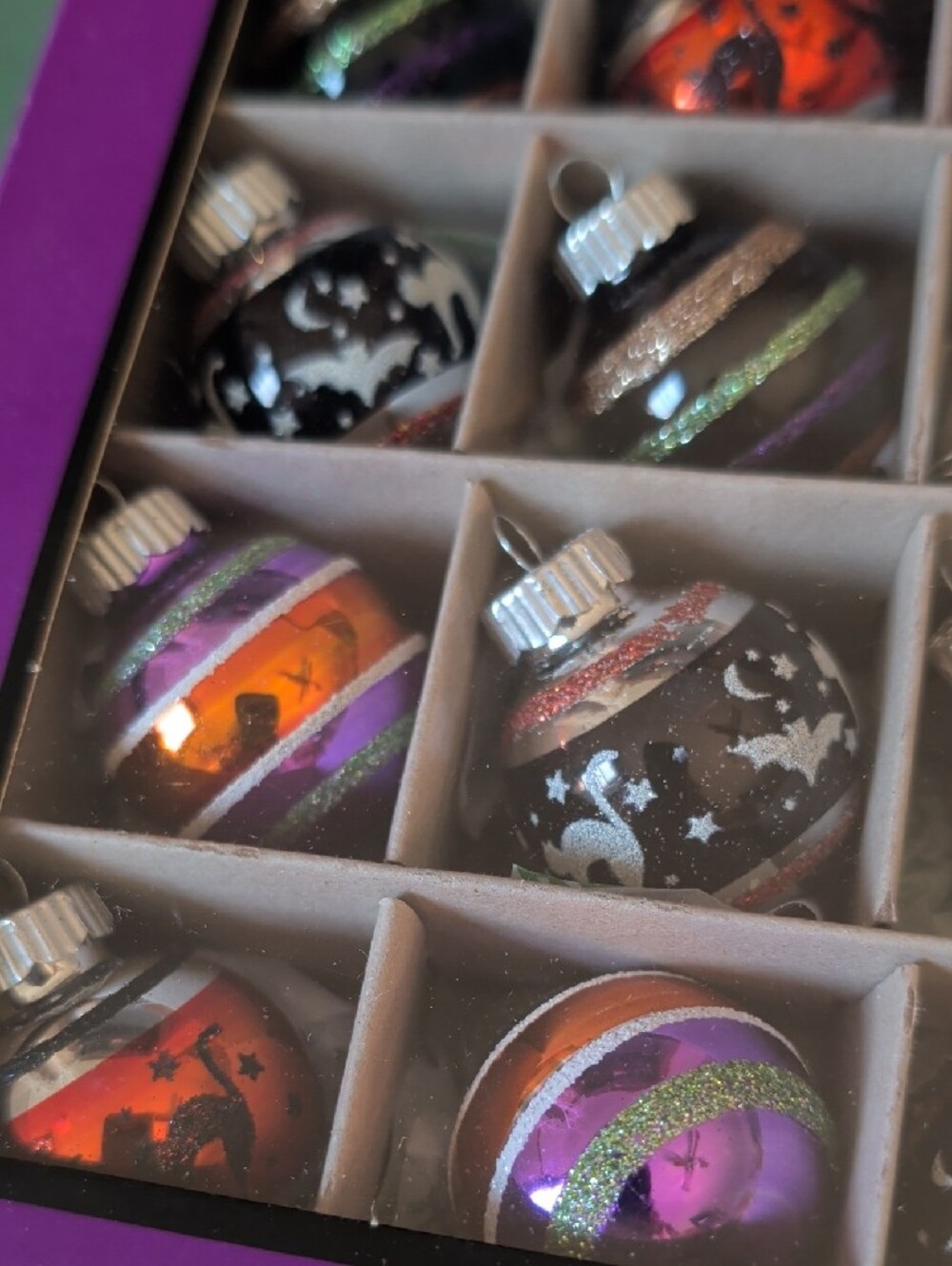 Christopher Radko Shiny Brite Halloween Glass mini Ornaments 20 Bats Cats - Picture 8 of 10